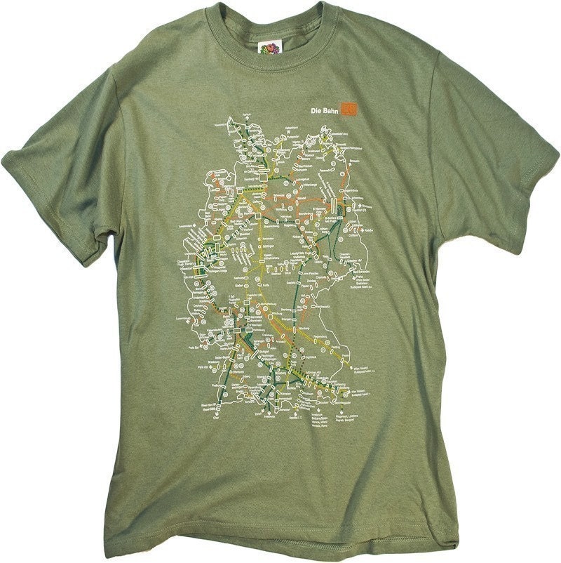 Die Bahn German Rail System Map printed on Sagestone SIZES - S,M,L,XL,XXL