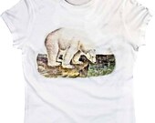 WOMENS Polar Bear Vintage Graphic Global Warming LADIES T-shirt (S,M,L,XL,XXL available)