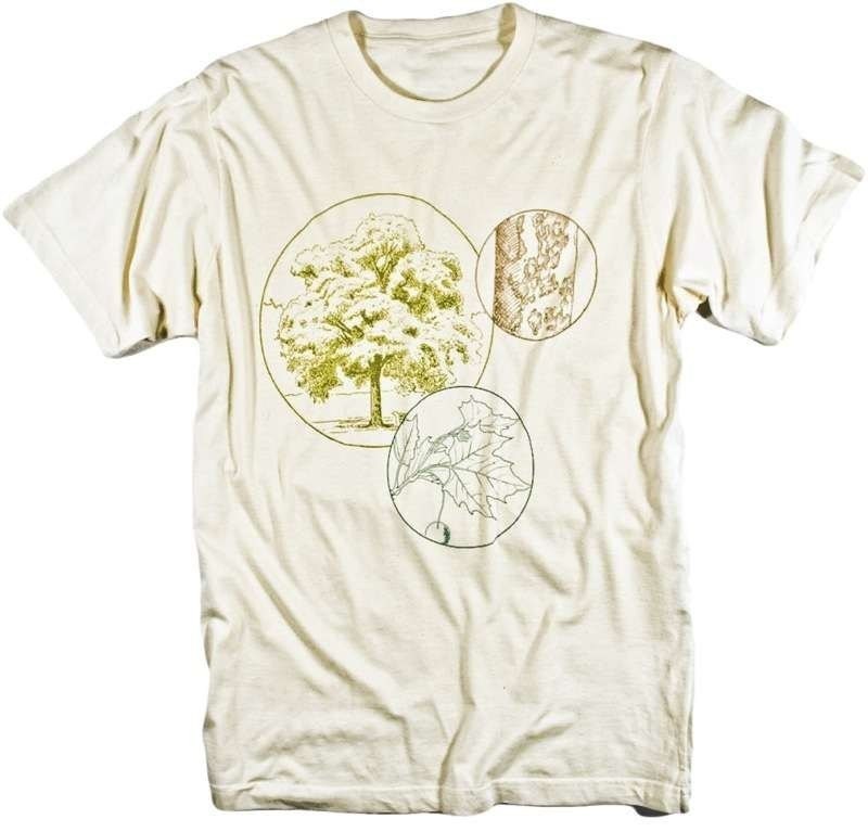 Tree T-shirt Leaf Bark of Sycamore Tree Vintage Botanical Graphic Tee S,M,L,XL,XXL