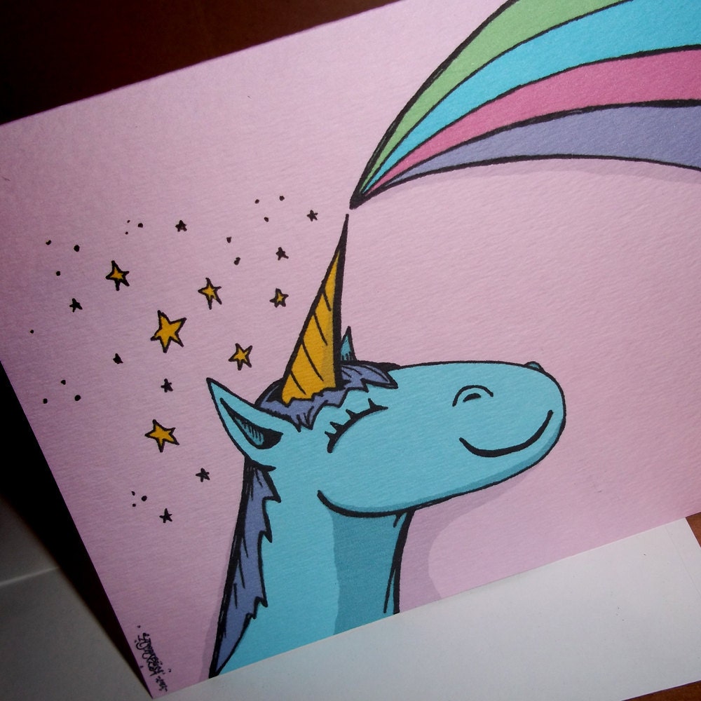 Unicorn "Break-Up Card" Anti Love Card Not So Romantic  5x7 Greeting Card by Agorables Undead