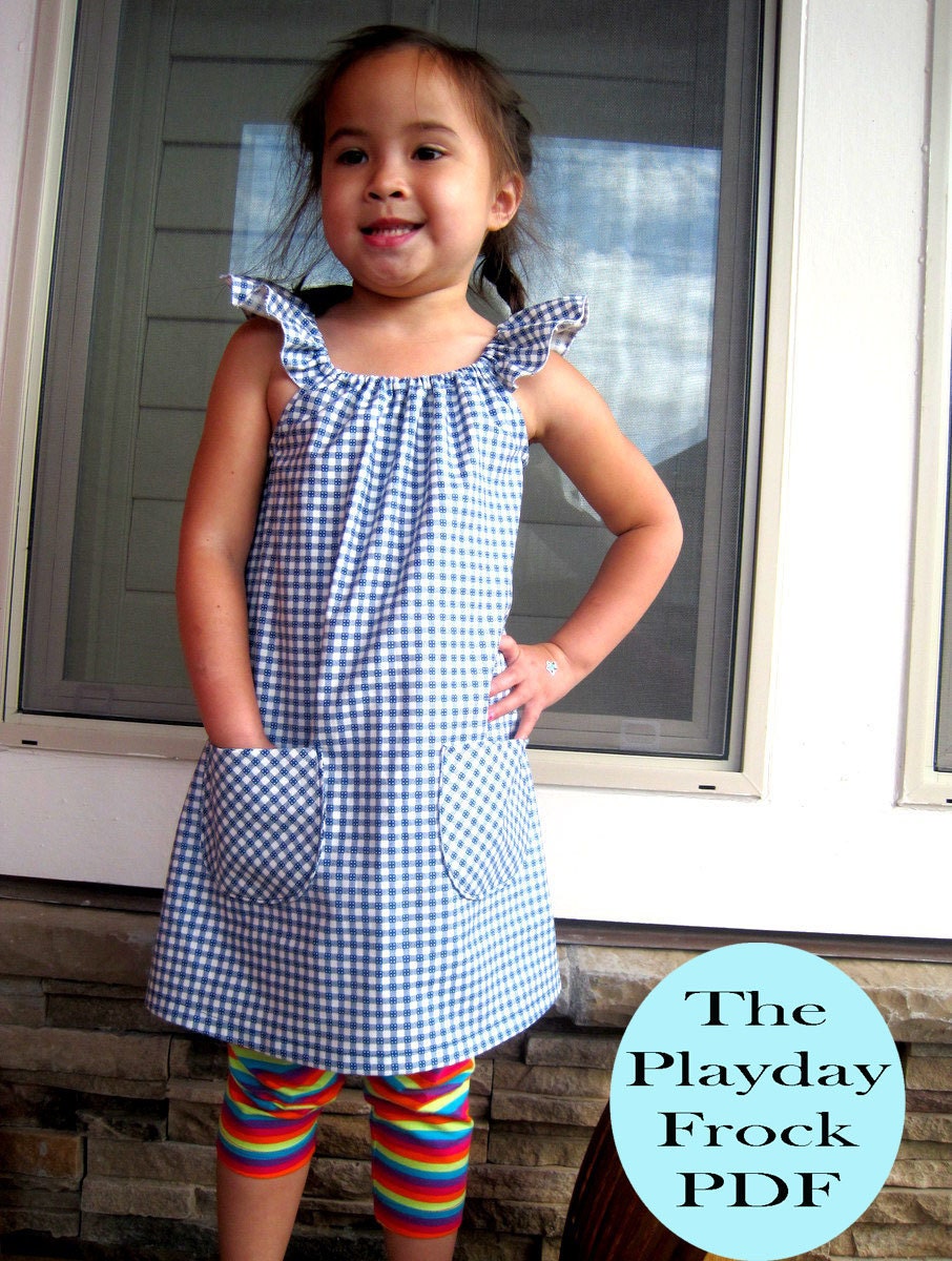The Playday Frock Dress PDF Sewing Pattern DIY Tutorial Little Bird Lane Size 1/2 to Size 5/ 6