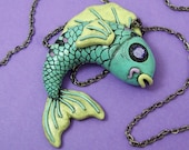 Tattoo Inspired Koi Fish Necklace with crystal eye