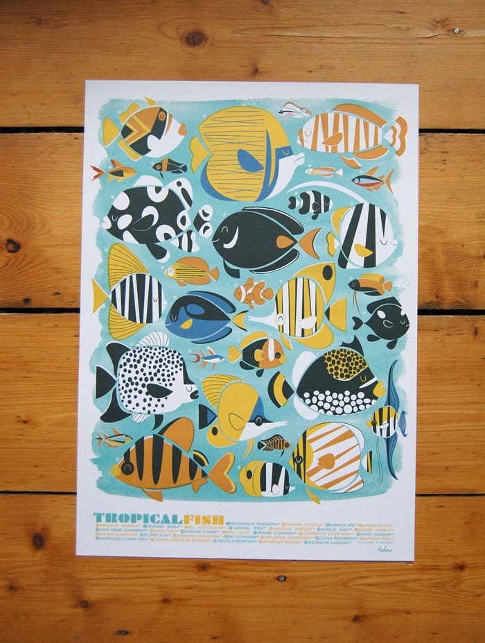 Tropical Fish - A3 Lithographic Print