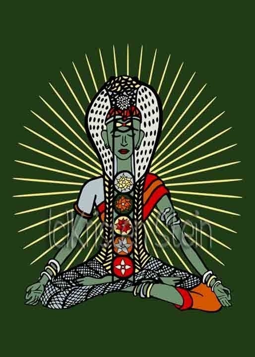 Shakti Energy Goddess Chakras Yoga mini print ACEO trading card matted to 4x6 with display easel signed KRISTEN STEIN