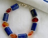 Tequila Sunrise Bracelet of Lapis Lazuli and Carnelian