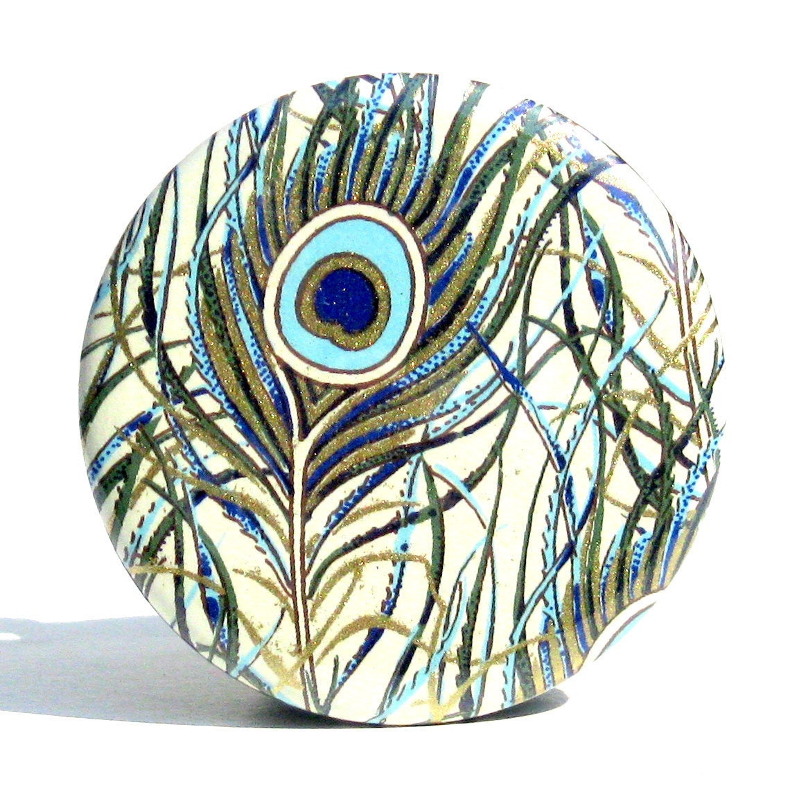 Buy 3 Get The 4th Free- Peacock Feather Pocket Mirror  - with gift bag