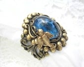 Sparrow's Retreat Ring - Vintage Blue Glass