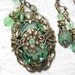 Vintage Peridot Charmed Glass Pendant and Earring Set