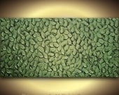 Original Large Metallic Olive Green Abstract Textured Palette Knife Sculpture Painting by Susanna 48x24 - MADE2ORDER