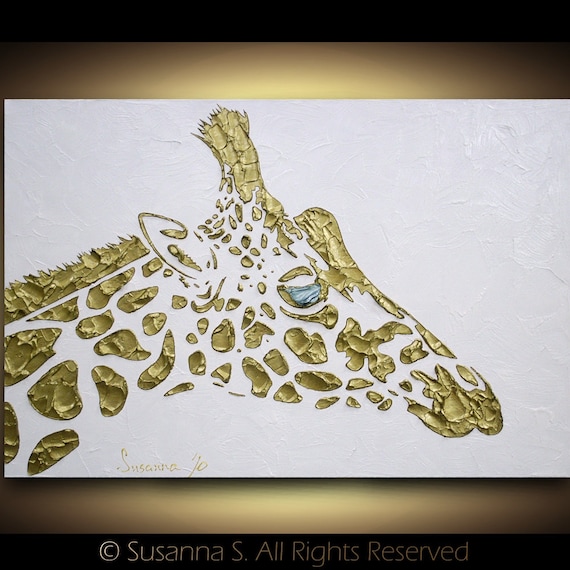 Original abstract giraffe painting contemporary fine art by Susanna Large 36x24 MADE2ORDER - ModernHouseArt