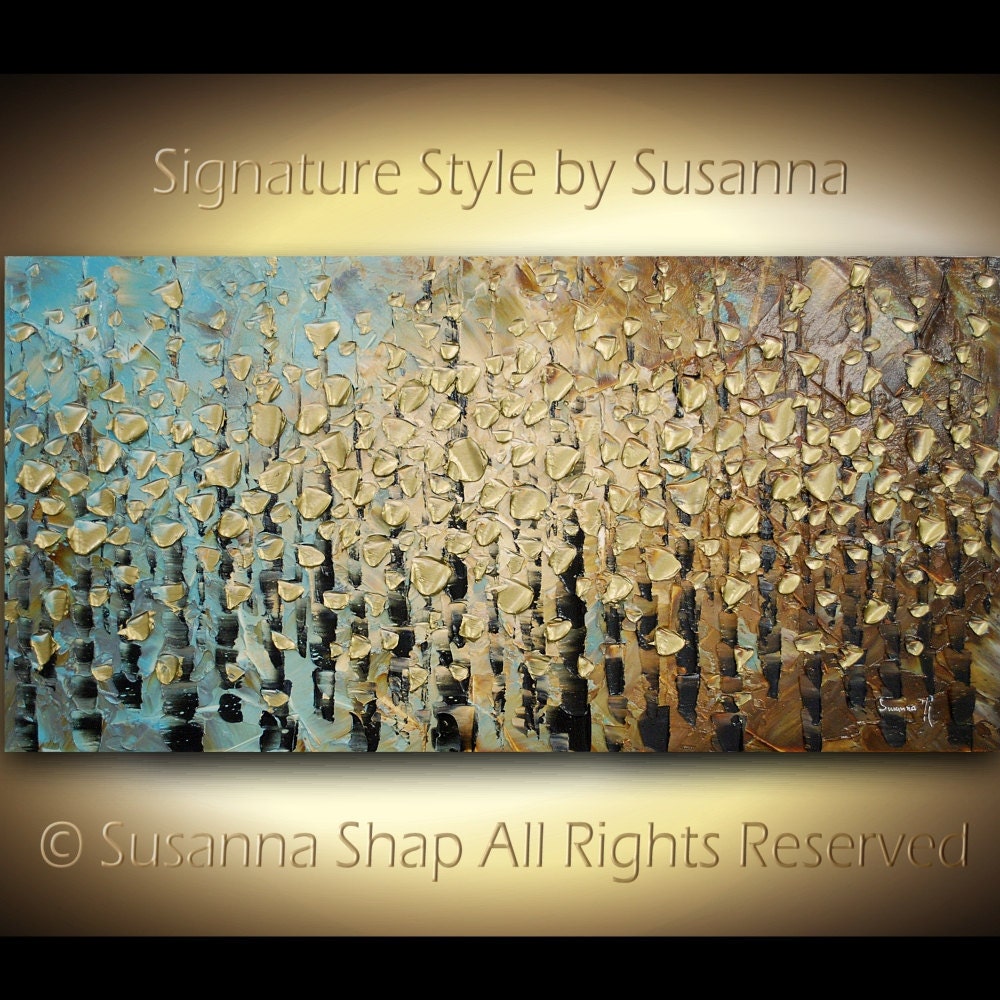 ORIGINAL Large Abstract Landscape Trees Impasto Textured Contemporary Fine Art Modern Palette Knife Painting by Susanna 48x24