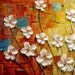 ORIGINAL Large Abstract Contemporary White Flowers Landscape Heavy Texured Modern Multicolored Painting  by Susanna Ready to Hang 48x24