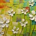ORIGINAL Large Abstract Contemporary White Flowers Landscape Heavy Texured Modern Multicolored Painting  by Susanna Ready to Hang 48x24