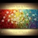 ORIGINAL Large Abstract Contemporary White Flowers Landscape Heavy Texured Modern Multicolored Painting by Susanna Ready to Hang 48x24
