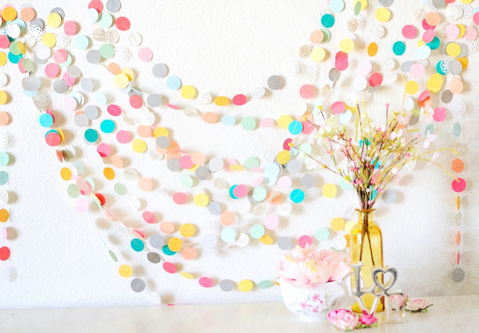 Lovely Summer Picnic 25' Wedding Paper GARLAND, Wedding Decoration, Home Decor, Birthday, Nursery, Bridal Shower, Baby Shower