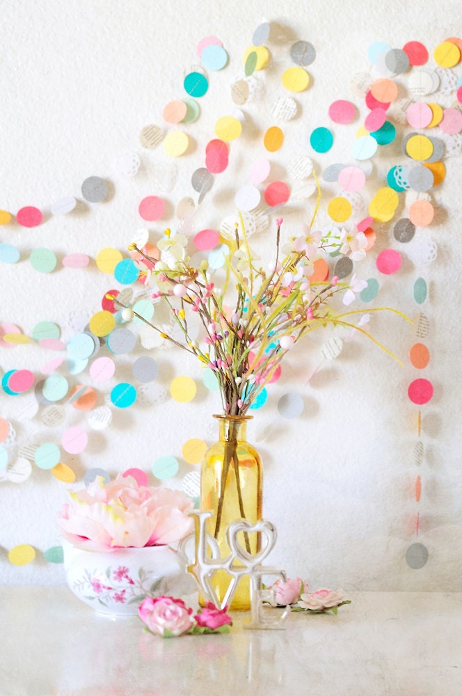 Lovely Summer Picnic 30' Wedding Paper GARLAND, Wedding Decoration, Home Decor, Birthday, Nursery, Bridal Shower, Baby Shower