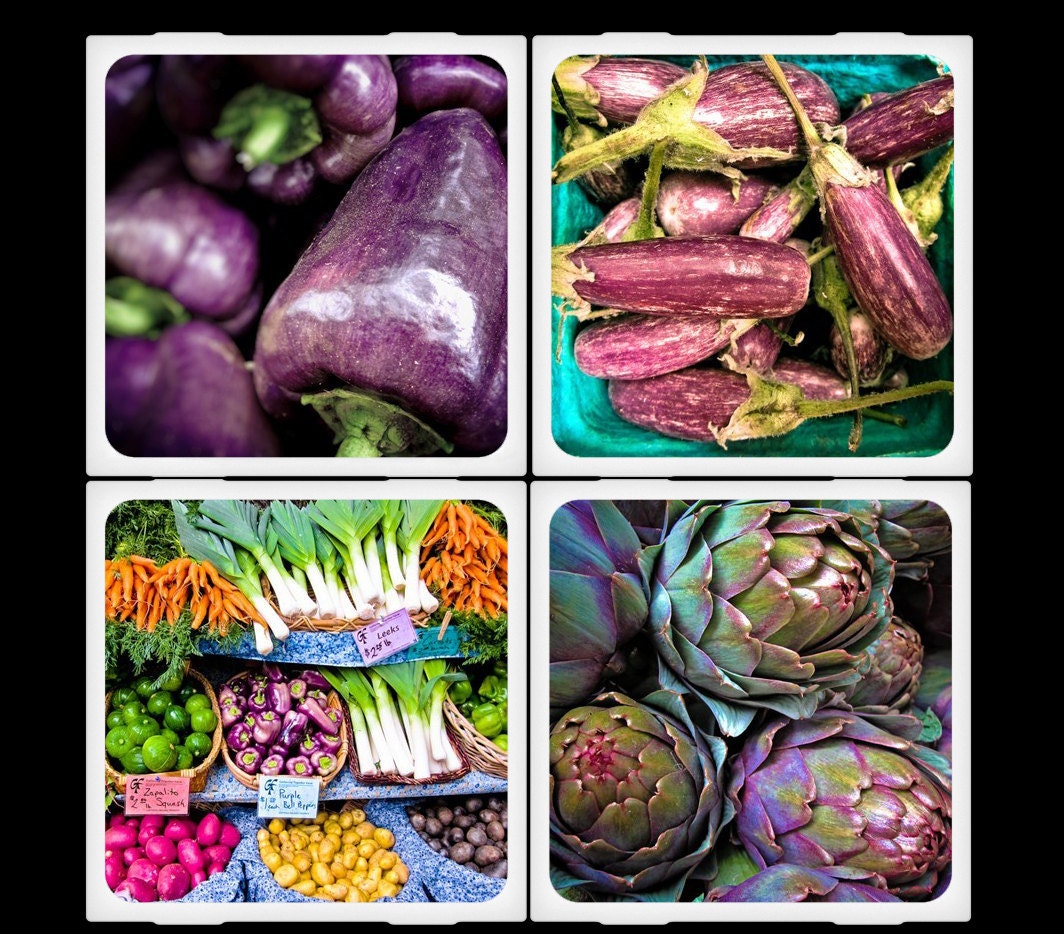 Purple Veggies - Ceramic Coaster Set