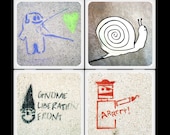 ChicalooKate Urban Guerrilla Art Ceramic Coaster Set