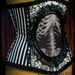 Frist Layaway payment on New and Improved Nouveau Skeleton Corset by Louise Black in rococo and stripe fabrics