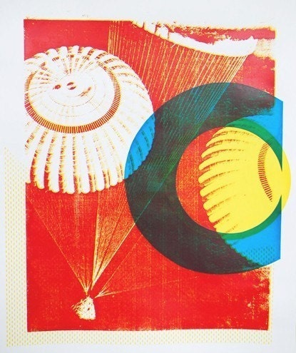 SALE - Screenprint - Red Parachutes - Handpulled silkscreen print