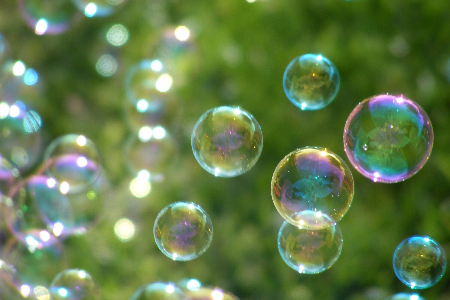 Greeting Card - Wonder - Blank Photo Note Card - Bubbles on Green - IN STOCK