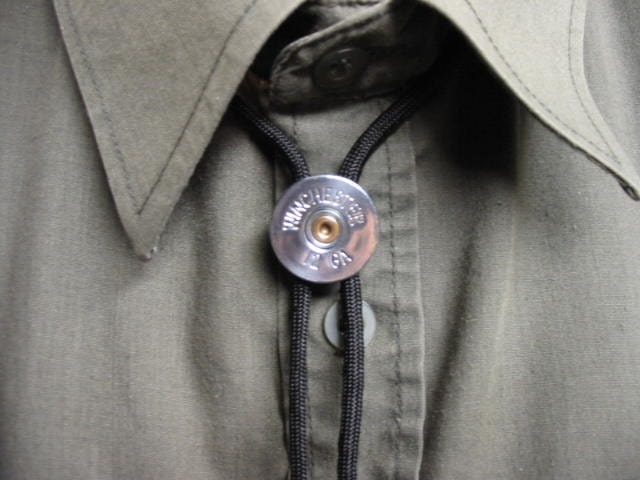 Shotgun Shell Bolo Tie Nickel Winchester 12 Gauge - Wedding Gifts for Groomsmen