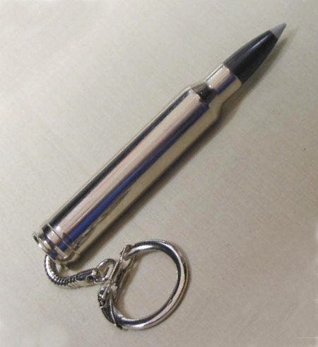 Bullet Keychain Nickel 300 Winchester Magnum Silver Tip
