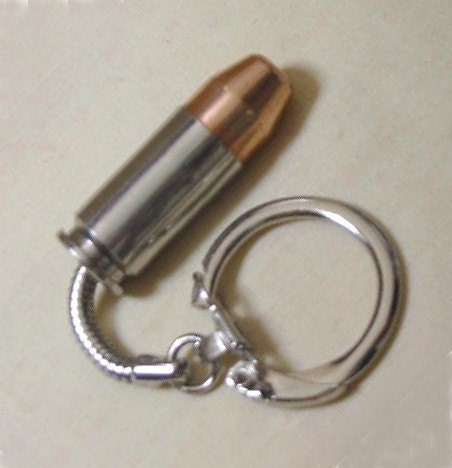 Bullet Key Chain Nickel 40 S&W - Bad Ass Gift for Him