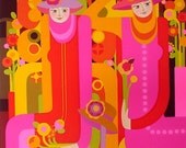 THE HAT GIRLS - Original Serigraph - with Applied Collage