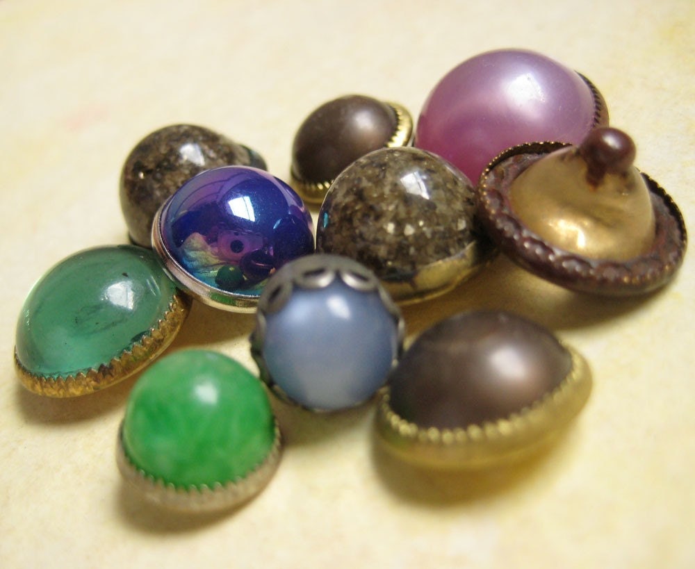 Little Faux Jewels - Vintage Buttons - Rainbow of Colors