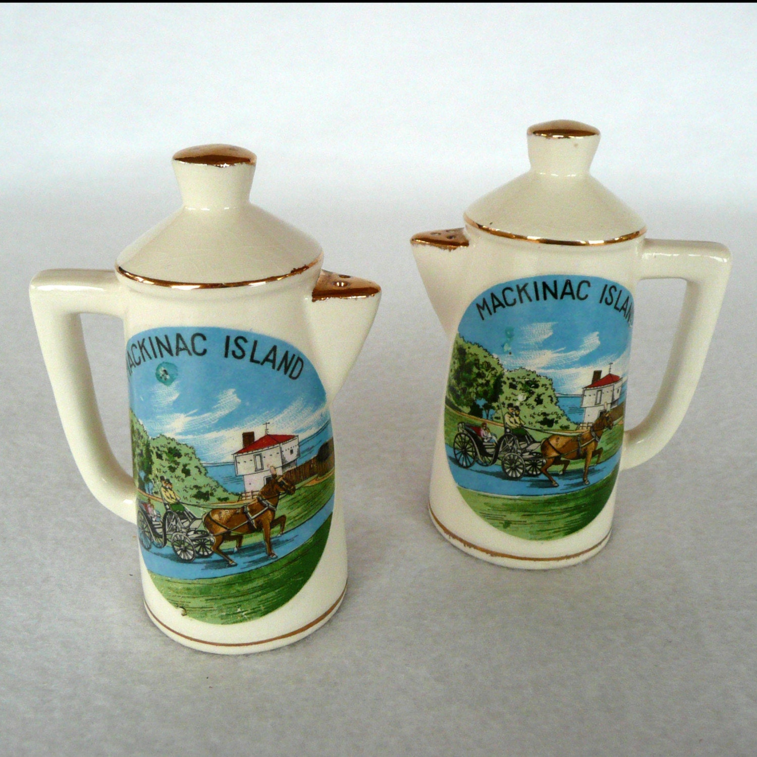 Coffee Pot Salt and Pepper Shakers Mackinac by SweetRiceVintage