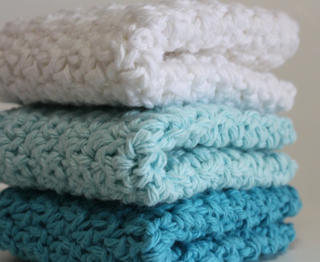 Crochet Dishcloths Cotton Dishcloths Washcloths Turquoise Blue