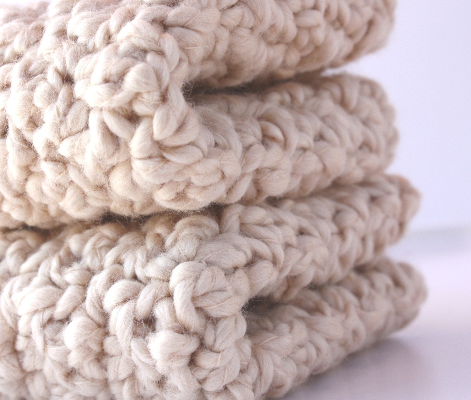 Crochet Cotton Washcloths Natural  Organic Cotton