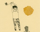 wood chopper gocco screen print