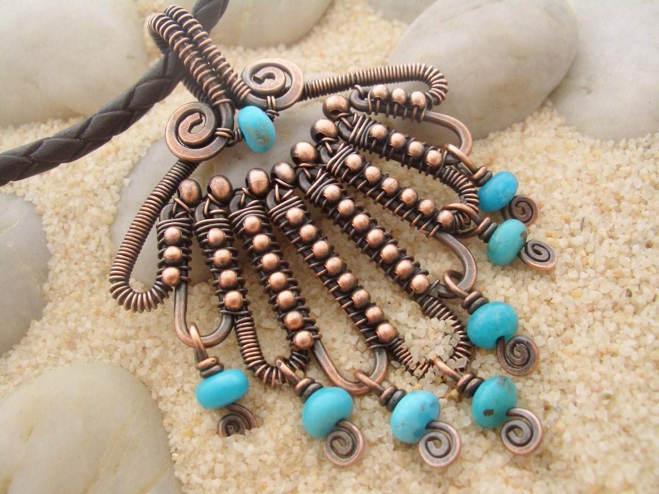 Reserved for Deb---Yavapai Pendant Necklace----Copper/Turquoise