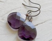Grape Swarovski Antique Brass Earrings