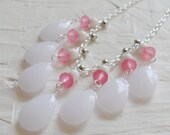 White and Pink Silver Bib Necklace
