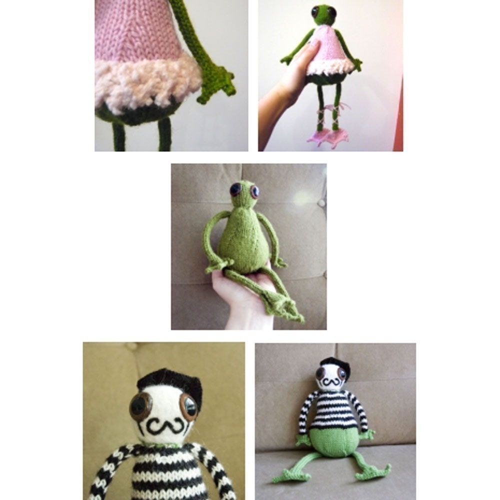 String Bean Frog with Ballerina and Mime Variatons knitting pattern