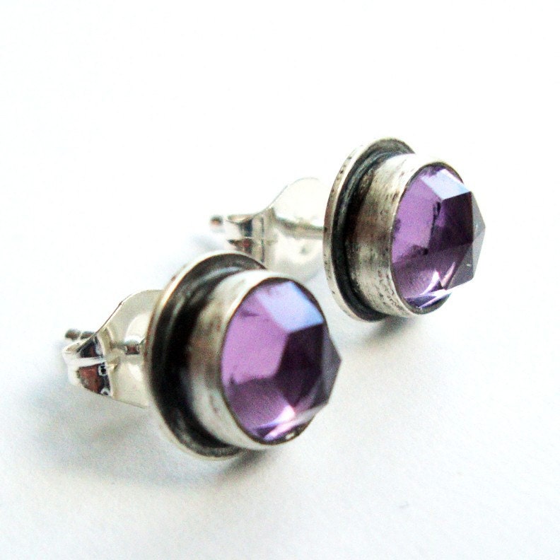 Amethyst Stud Earrings, Purple Amethyst Earrings, Amethyst Studs - Essence Studs
