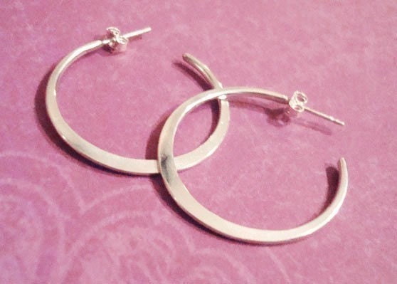 Hoop Earrings, Sterling Silver Medium Smooth Hoops