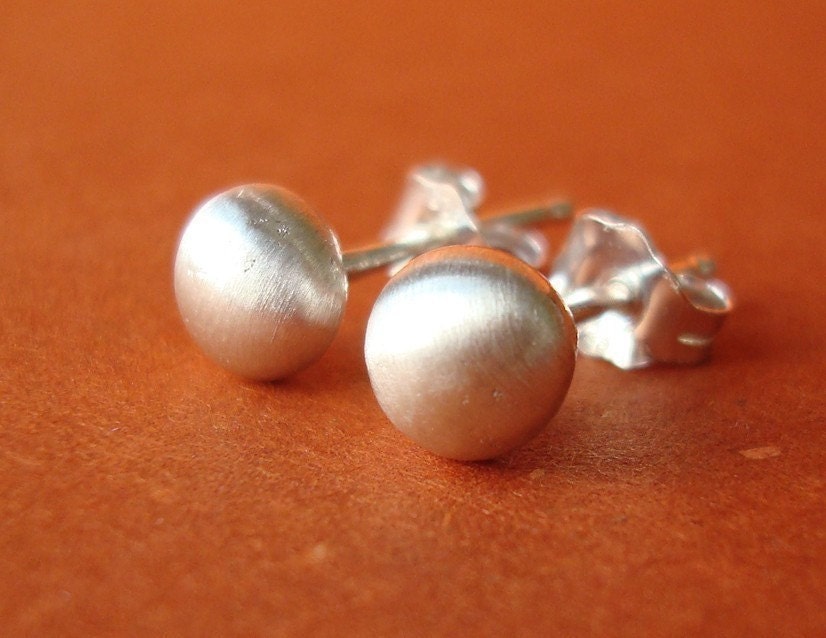 Satin Sterling Studs, Fine Silver Stud Earrings, Sterling Ball Stud Earrings