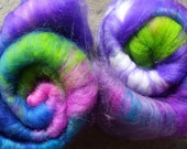 Merino and Angora Carded Batt with a Touch of Sparkle in "Carnival Tuesday" 100g