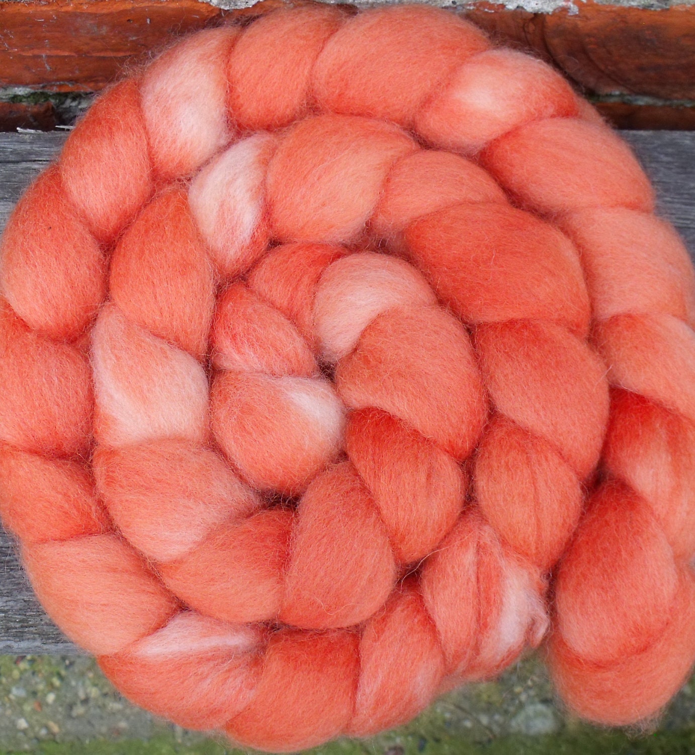 Shetland Roving (Top) Hand Painted Spinning or Felting Fibre 100g in shades of orange