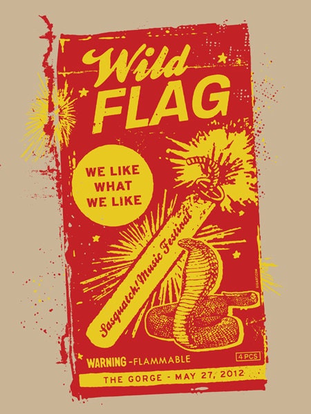 Wild Flag Sasquatch Music Festival 2012 Silk Screen Poster - Etsy
