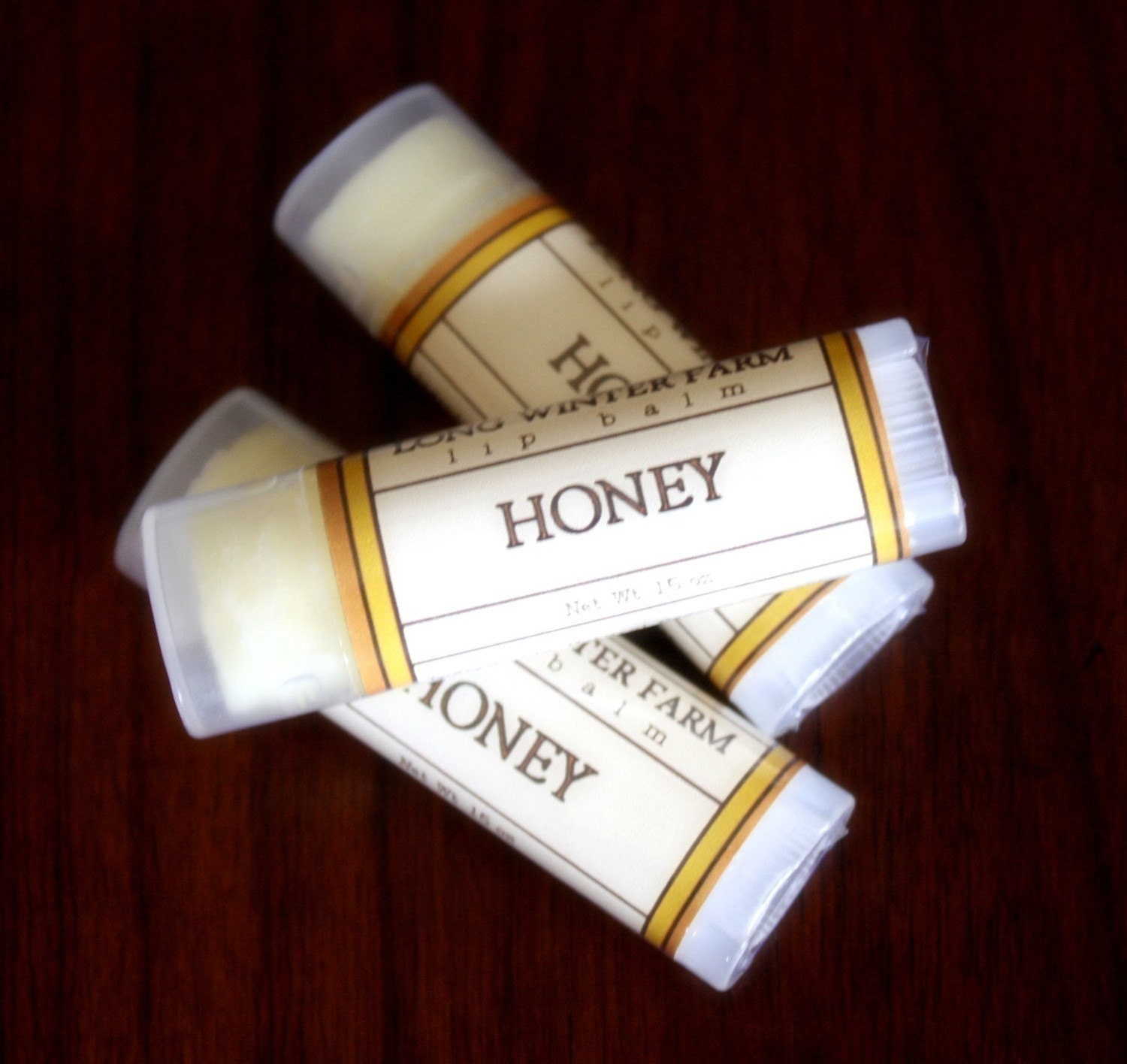 Honey Lip Balm - One Tube Beeswax Shea Cocoa Butter Jojoba