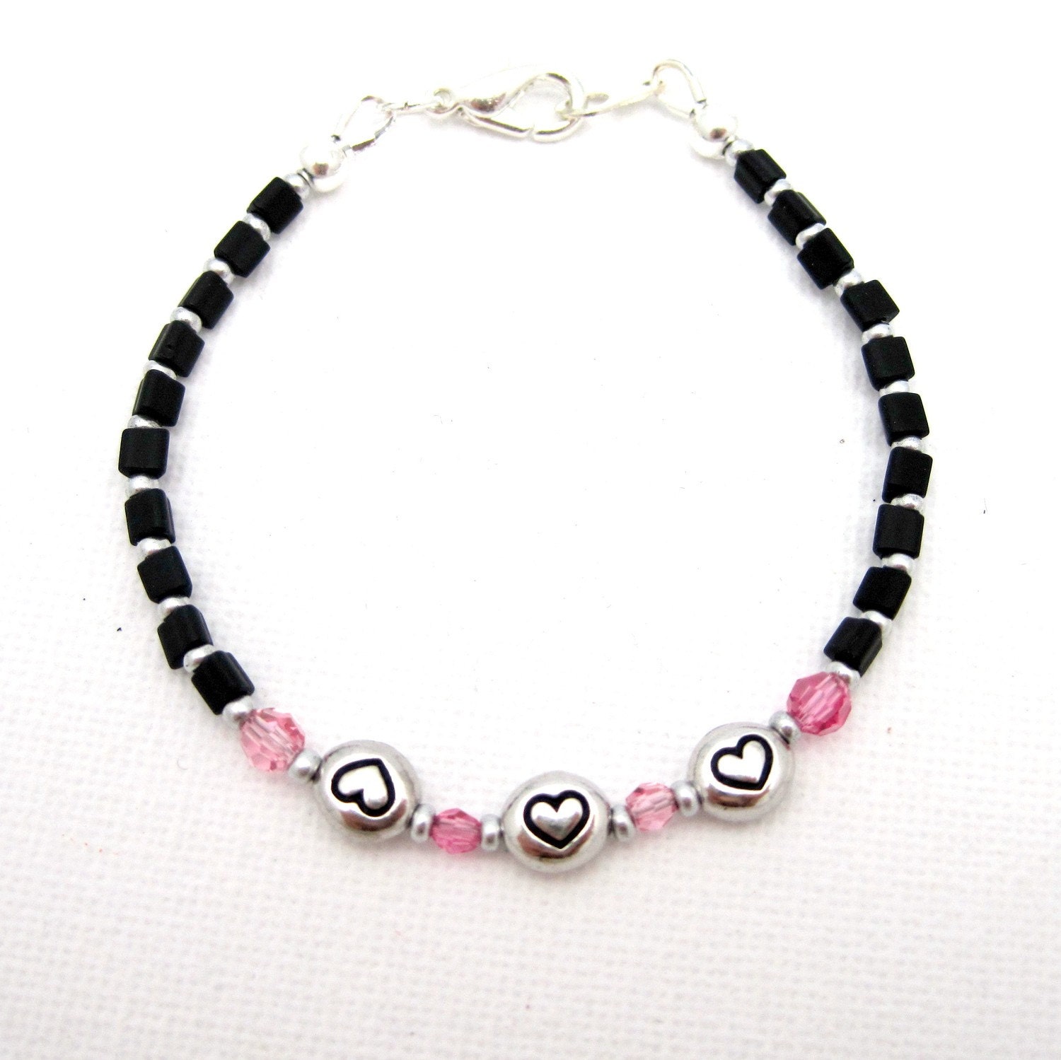 Hearthrob - Teen Bracelet (pink, black, hearts)