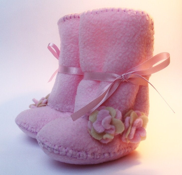 Oh So Sweet- Light Pink Ugg Baby Boots made of Fleece with Faux Sheepskin