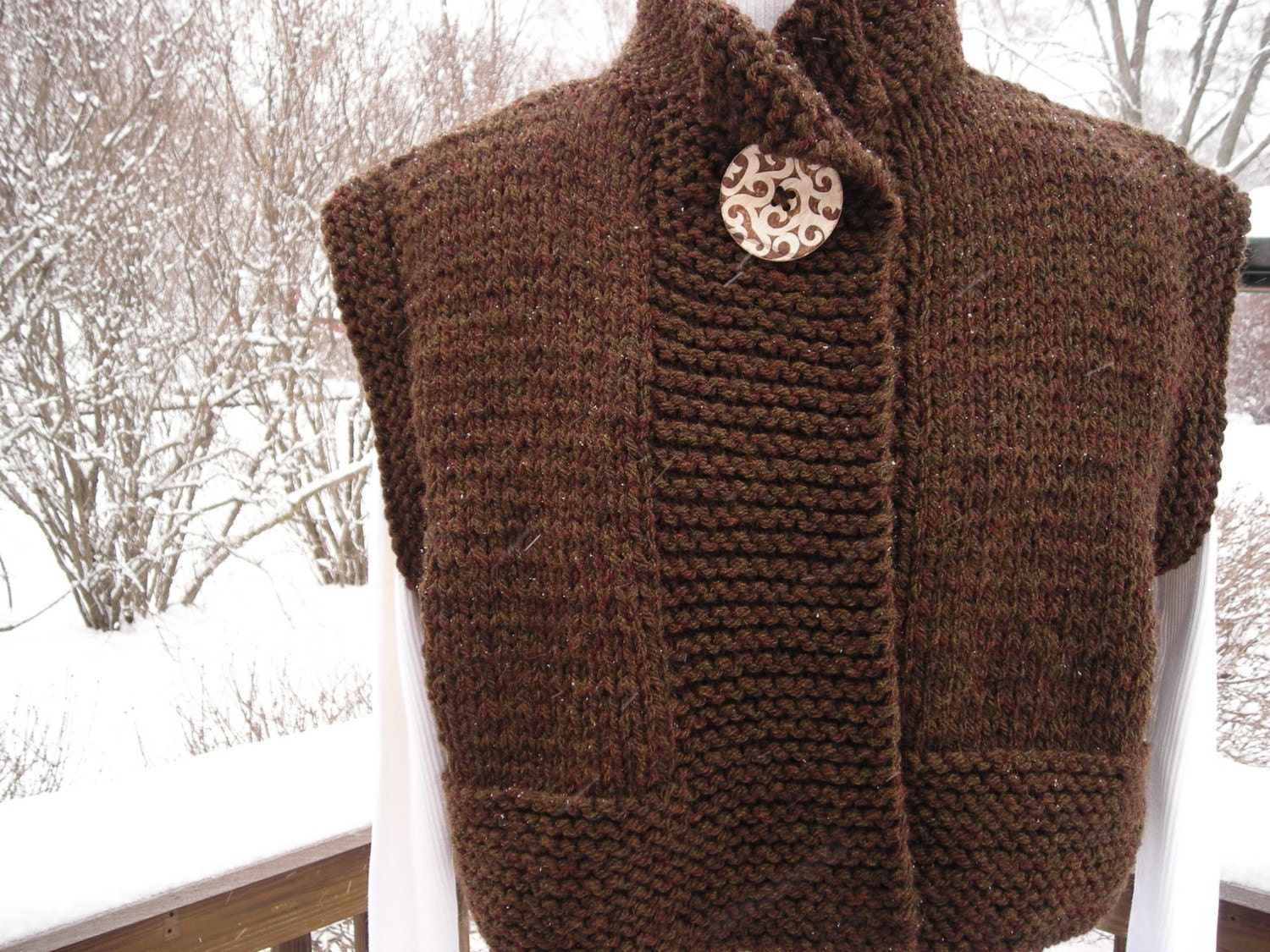 Cropped Vest in Chocolate Brown Tweed by Never Felt Better