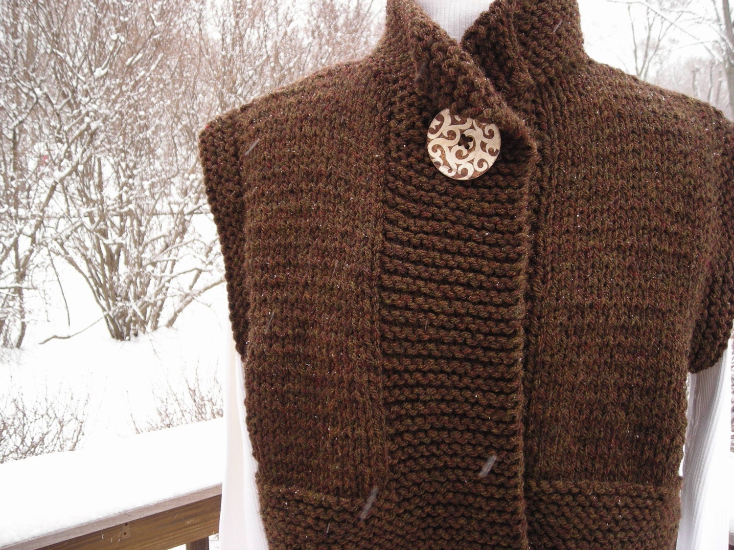 Cropped Vest in Chocolate Brown Tweed by Never Felt Better