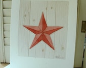 SALE Red Barn Star Original Watercolor for your country, folk art, farmhouse decor
